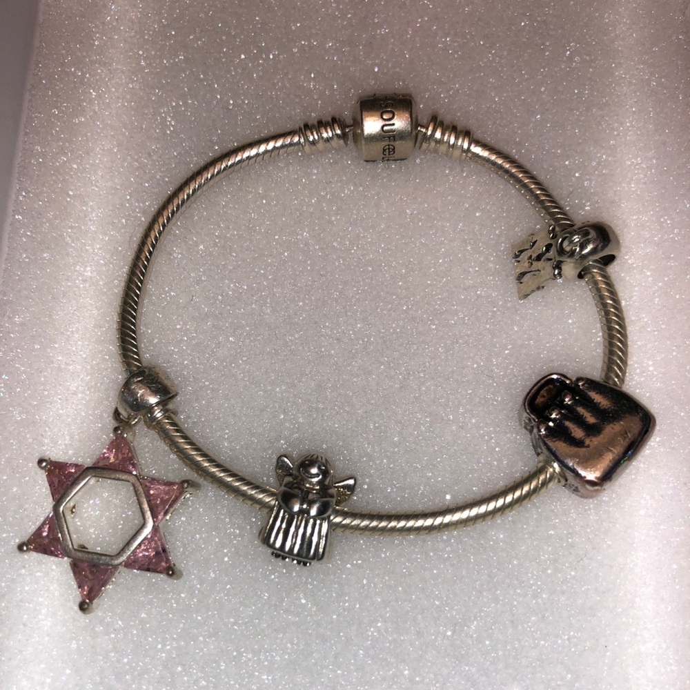 SOUFEEL 7" SILVER 925 CHARM BRACELET w/ 4 Charms